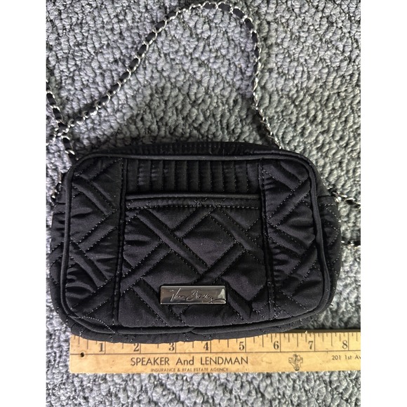 Vera Bradley Crossbody‎ Purse Quilted Black Chain Strap EUC - Picture 4 of 8